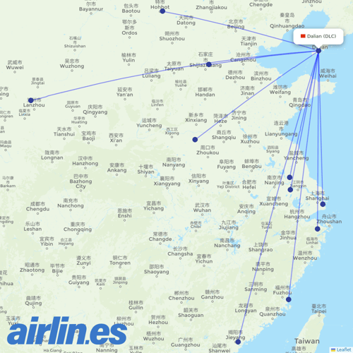 Spring Airlines at DLC route map