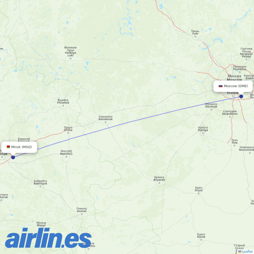 Belavia at DME route map