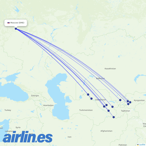 Uzbekistan Airways at DME route map