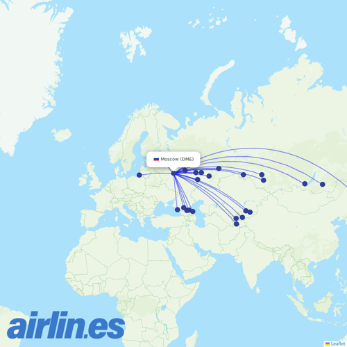 Ural Airlines at DME route map
