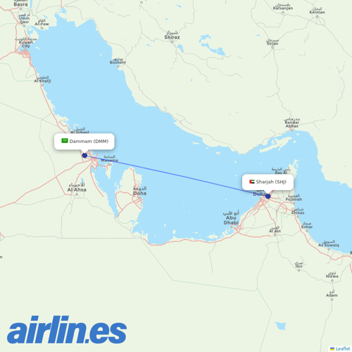 Air Arabia at DMM route map