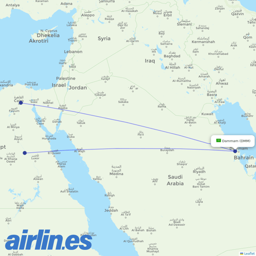 Air Cairo at DMM route map