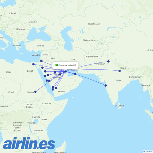 Flynas at DMM route map