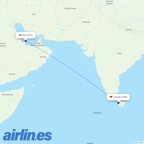 SriLankan Airlines at DOH route map