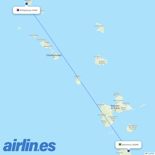 Winair at DOM route map