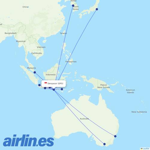 Garuda Indonesia at DPS route map