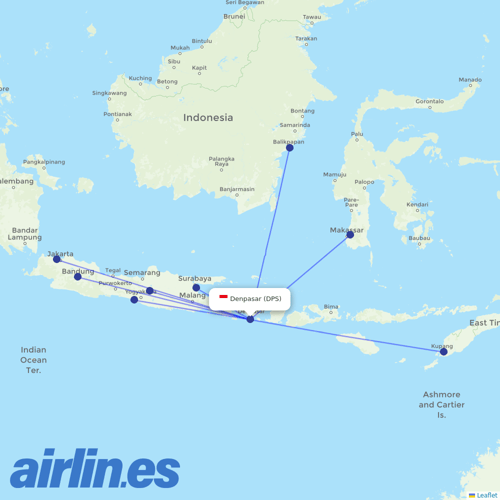 Lion Air at DPS route map