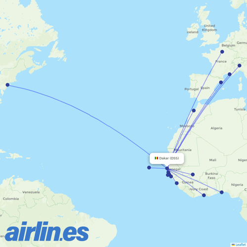 Air Senegal at DSS route map