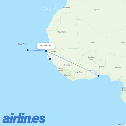 ASKY Airlines at DSS route map