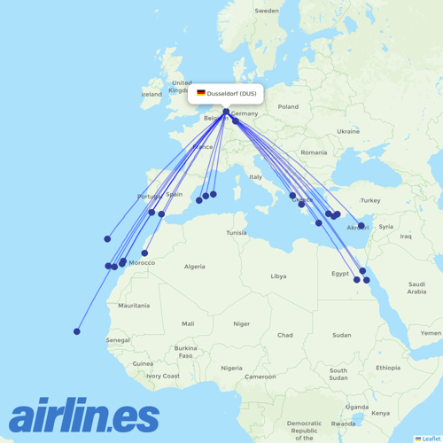 TUIfly at DUS route map