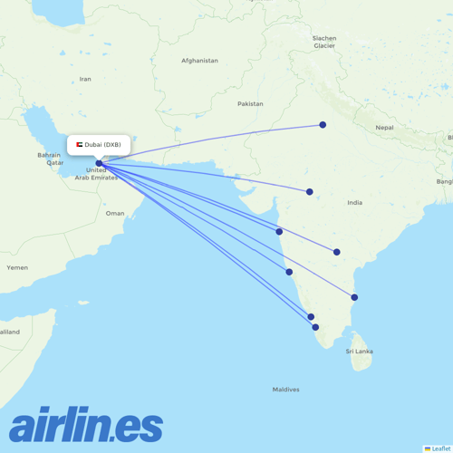 Air India at DXB route map