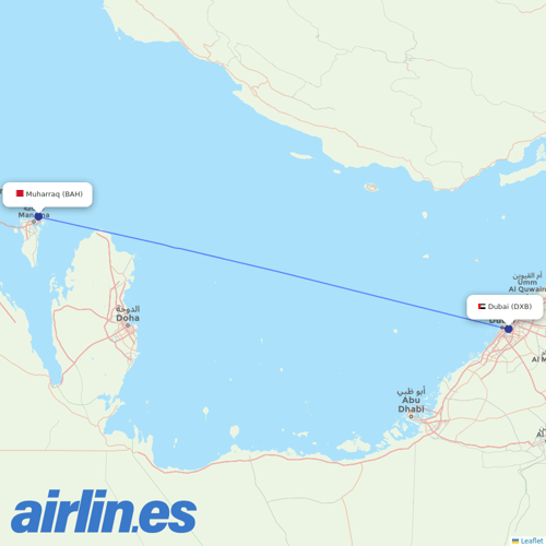 Gulf Air at DXB route map