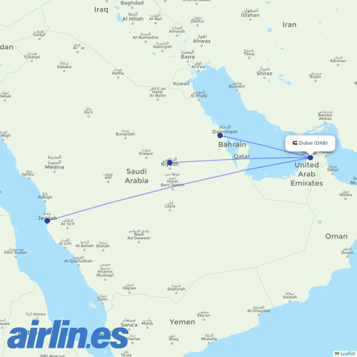 Flynas at DXB route map