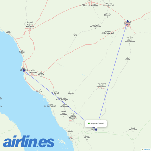 Saudia at EAM route map