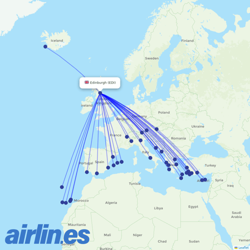 Jet2 at EDI route map