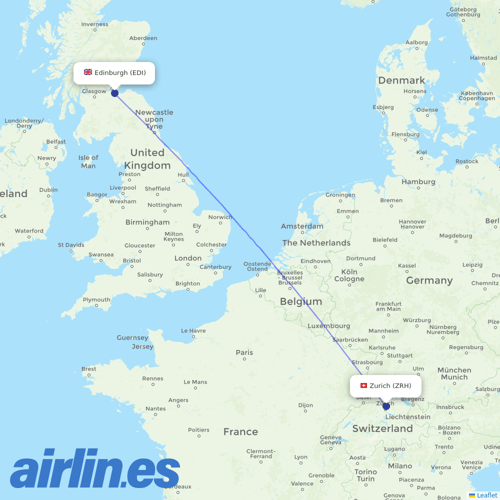 Edelweiss Air at EDI route map