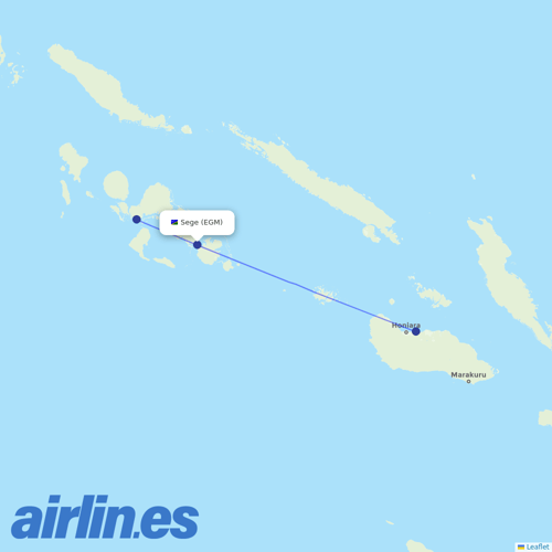 Solomon Airlines at EGM route map