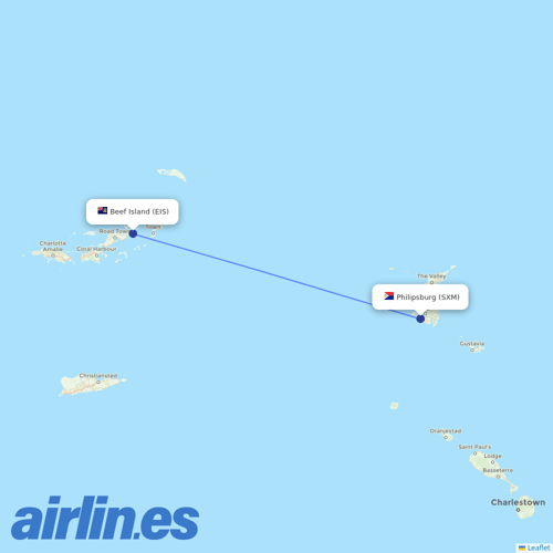 Winair at EIS route map