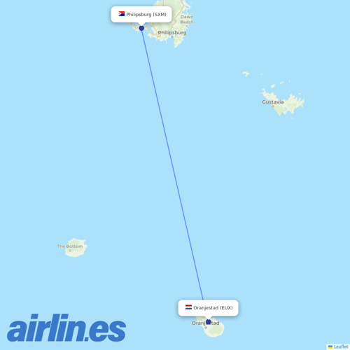 Winair at EUX route map