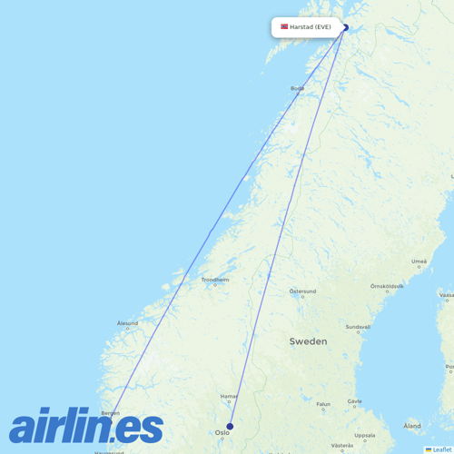 Norwegian Air at EVE route map