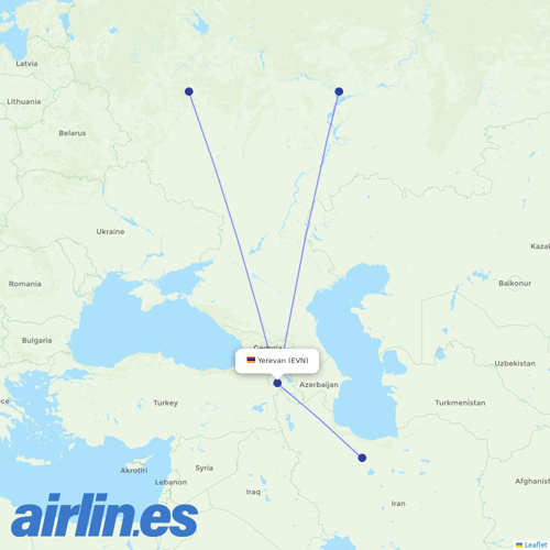 Armenia Airways at EVN route map