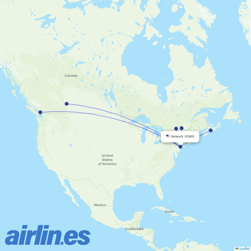 Air Canada at EWR route map