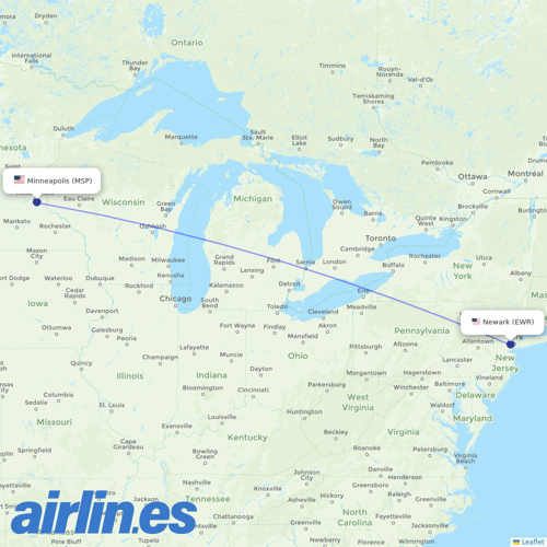 Sun Country Airlines at EWR route map