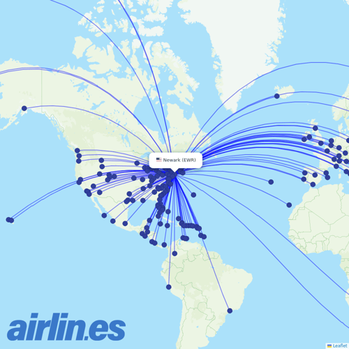 United at EWR route map