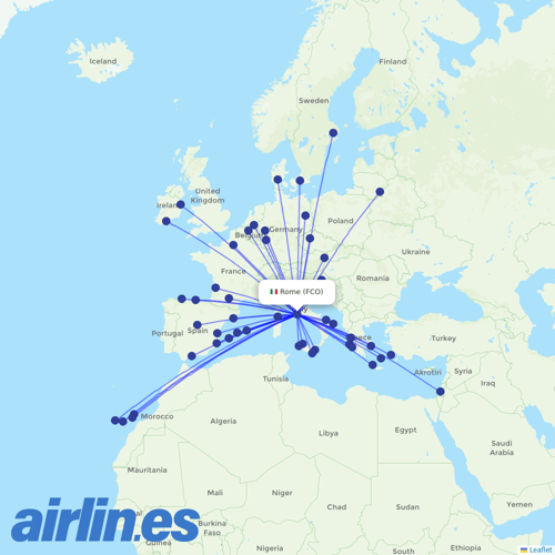 Ryanair at FCO route map