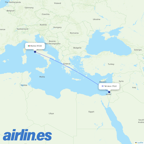 Arkia Israeli Airlines at FCO route map
