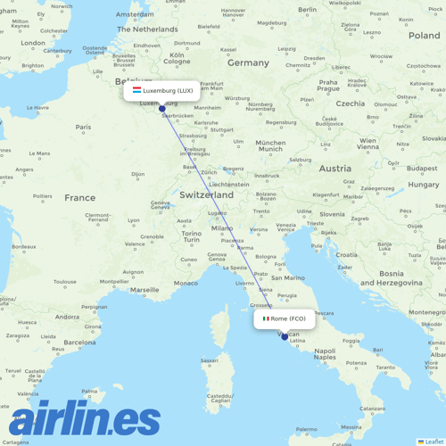 Luxair at FCO route map