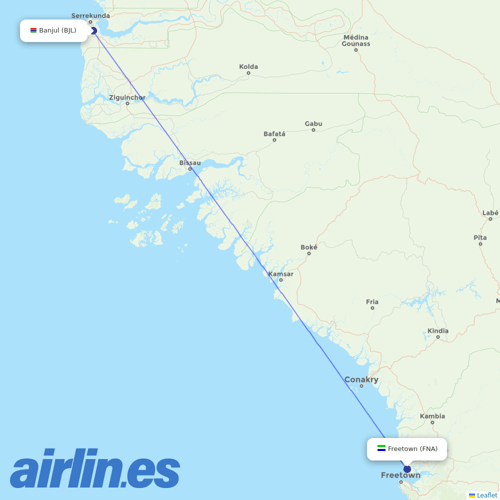 Air Senegal at FNA route map