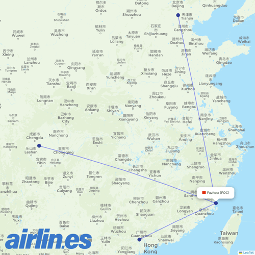 China United Airlines at FOC route map