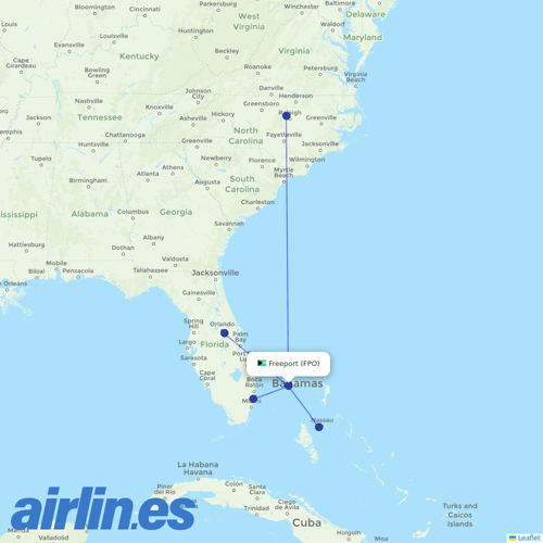 Bahamasair at FPO route map