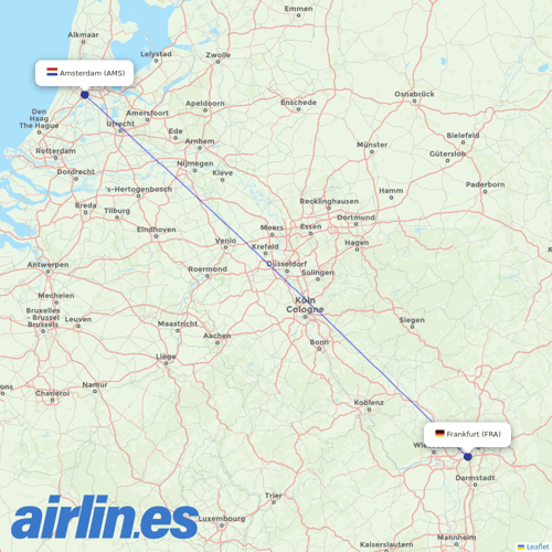 KLM at FRA route map