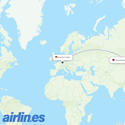 Miat - Mongolian Airlines at FRA route map