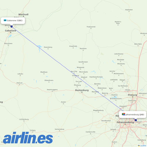 Airlink (South Africa) at GBE route map