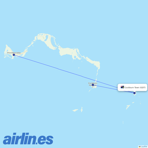 interCaribbean Airways at GDT route map