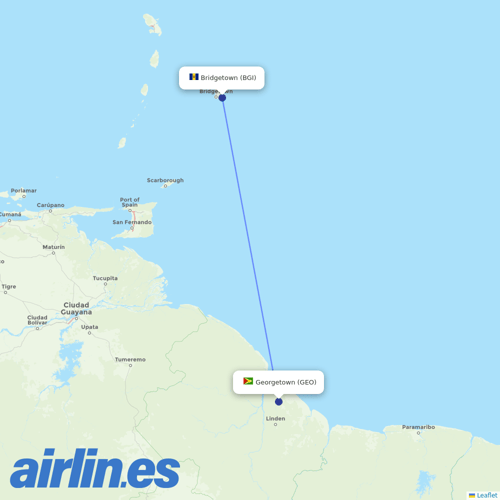 interCaribbean Airways at GEO route map