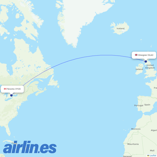 Air Transat at GLA route map