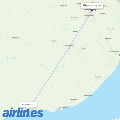 Safair at GRJ route map