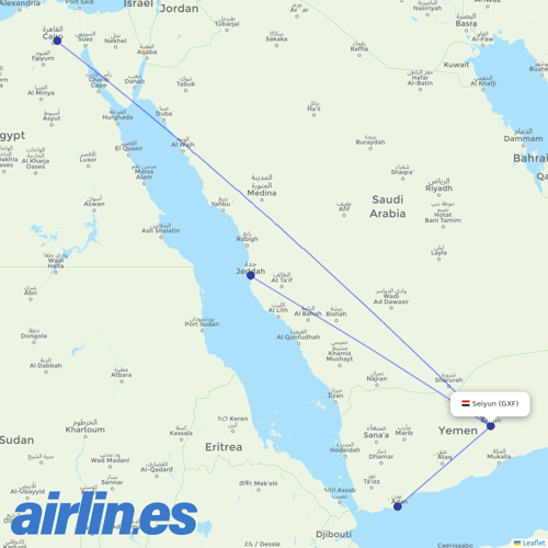 Yemenia at GXF route map