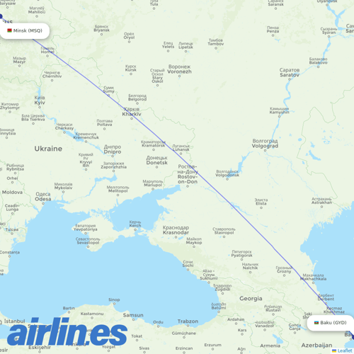 Belavia at GYD route map