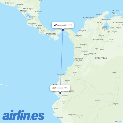 Copa Airlines at GYE route map