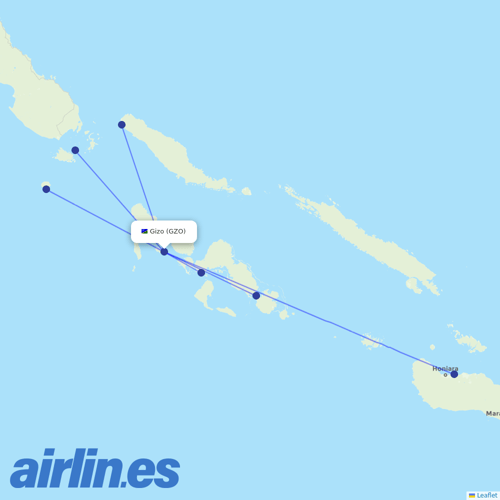 Solomon Airlines at GZO route map