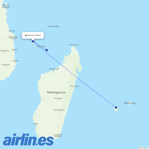 Air Austral at HAH route map