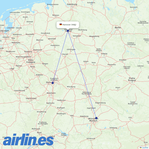 Lufthansa at HAJ route map