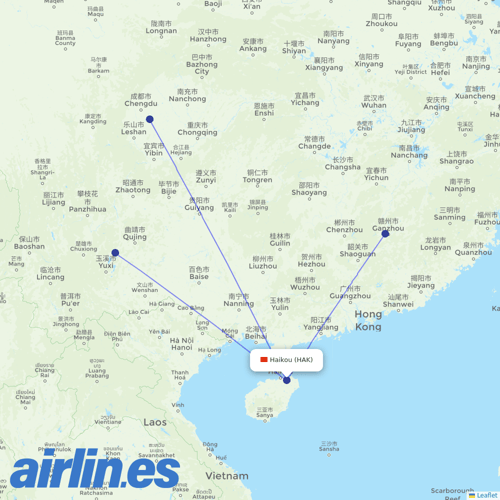 Lucky Air at HAK route map