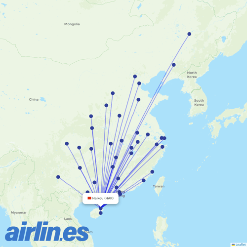 Hainan Airlines at HAK route map