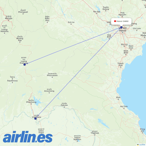 Lao Airlines at HAN route map